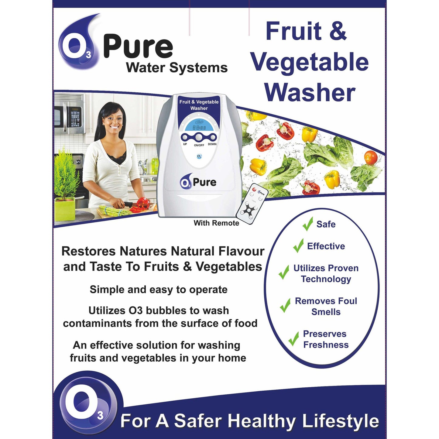 O3 PURE Multi-Purpose Fruit Vegetable Washer and Ozone Generator - O3 PURE